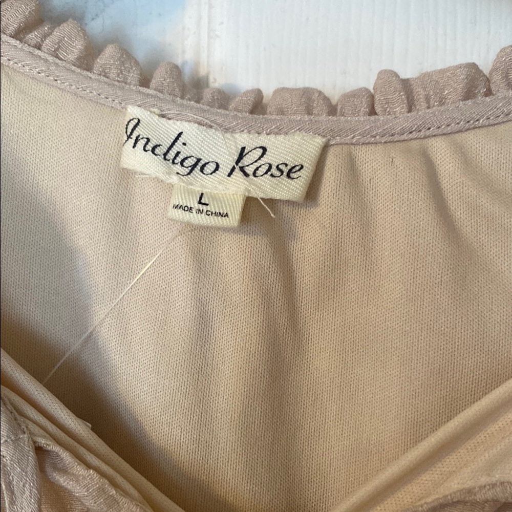 Tan and Cream Tiered Ruffled Mini Sundress - Picture 3 of 3